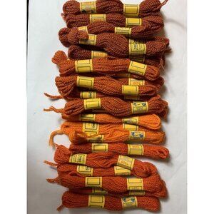 Vintage DMC Wool Yarn Laine Divisible 5 Meters Lot of 21 Orange Peach